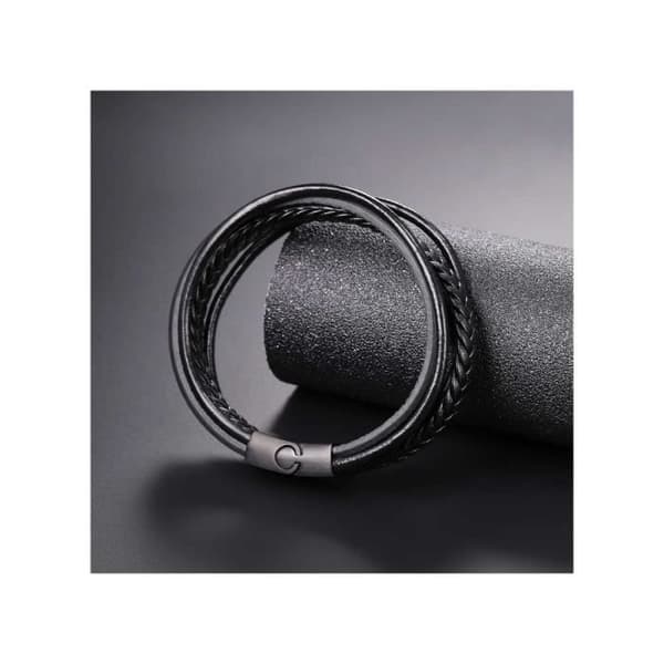 Armband i konstläder - U7 - Svart - Unisex