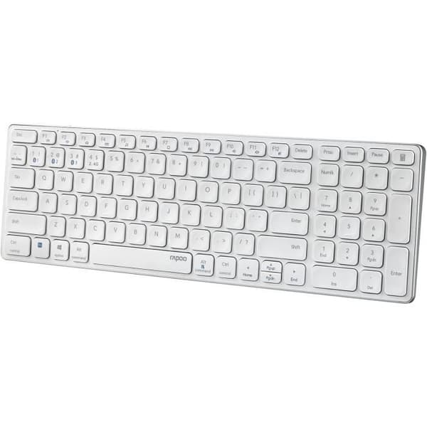 Rapoo - Multiläge QWERTY Portugisiskt tangentbord, E9700M, Vit