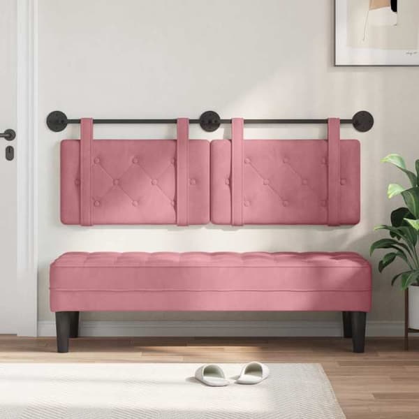 vidaXL Väggmonterad Sänggavel Rosa Sammet 42031667