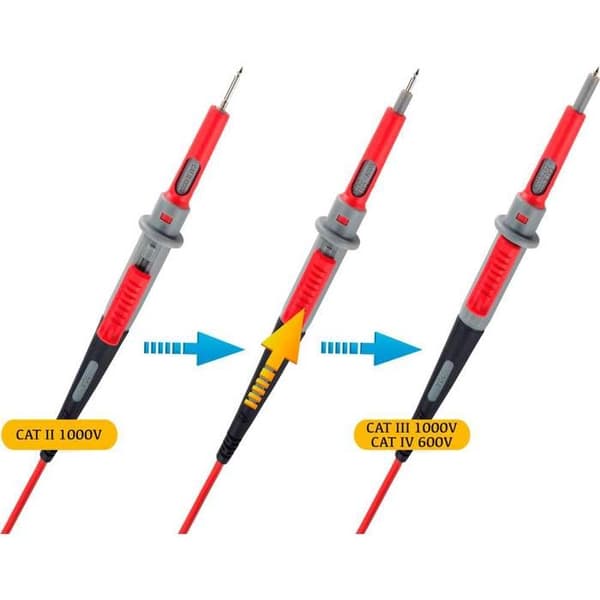VOLTCRAFT MS-4PS-E Säkerhetsmåttledning 4 mm säkerhetskontakt testspets 1,00 m svart, röd 1 st.