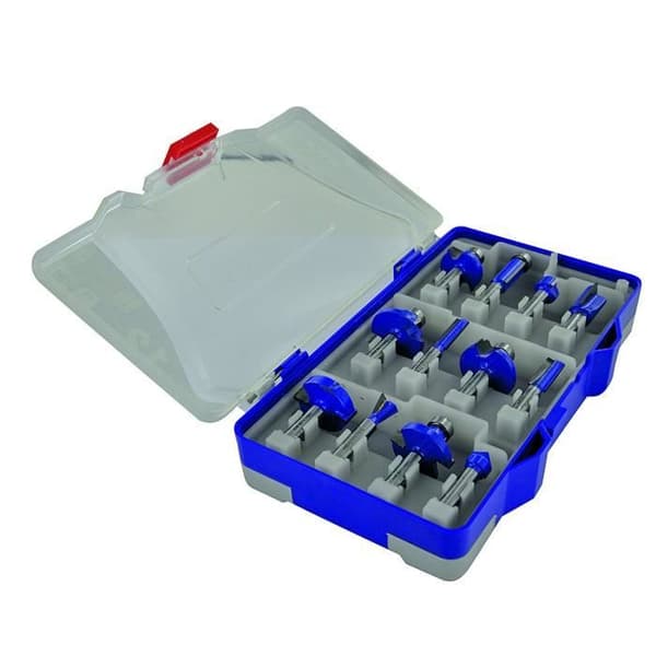 Fräsbits - Tivoly - Set med 12 delar - Blå - Micrograin hårdmetallblad - Stöttålig