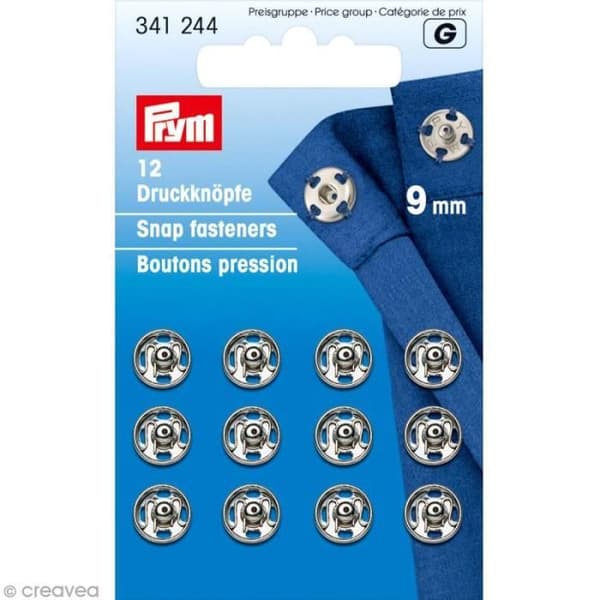 PRYM tryckknappar 9 mm silver - paket med 12