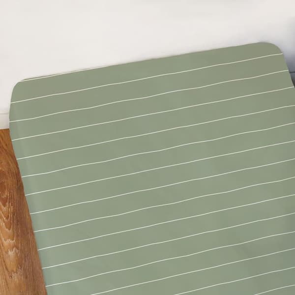Draper 100% bomull - MATT & ROSE - LICHEN STRIPES - Gröna ränder - 90x190 cm