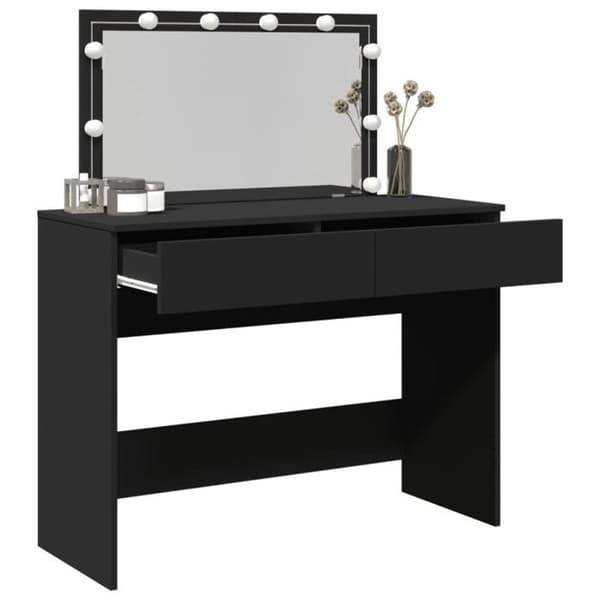 Coiffeuse med LED svart 100x40x120 cm