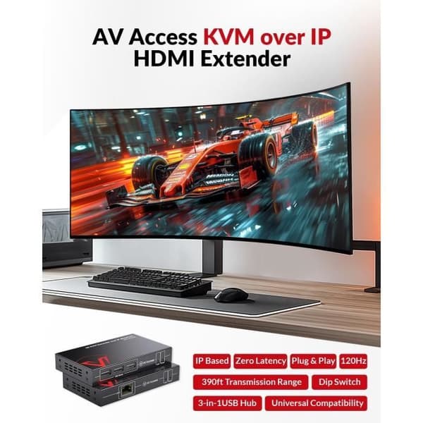 KVM-extender över IP - GENERISK - AV Access - 4K30Hz - 1080p120Hz - Ethernet (Cat5e/6/7)