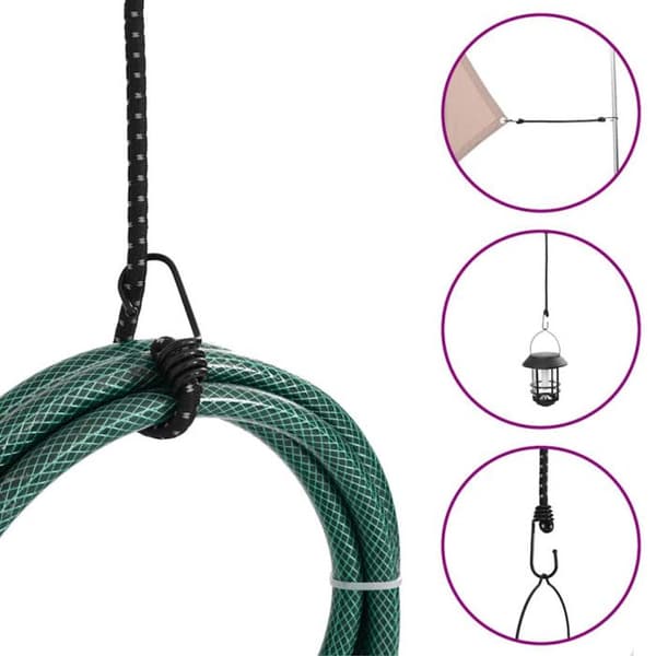 vidaXL Elastiska rep med reflexband och krokar 25st, elastiskt snöre med krok, elastisk rem med 4008155