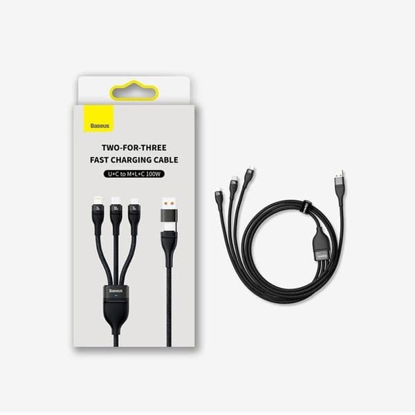 Laddningskabel - BASEUS - Flash II 3in1 - 100W - 120 cm - Blå