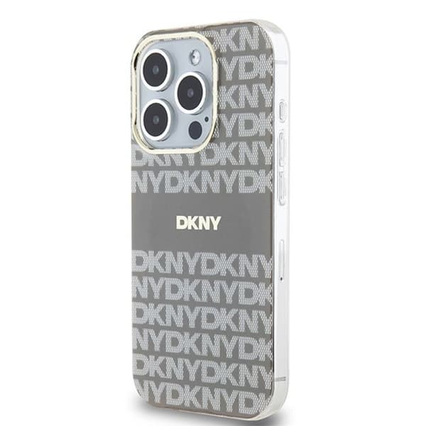 Coque iPhone 15 Pro - DKNY - IML Mono & Stripe - Beige - Optimal skydd - Elegant