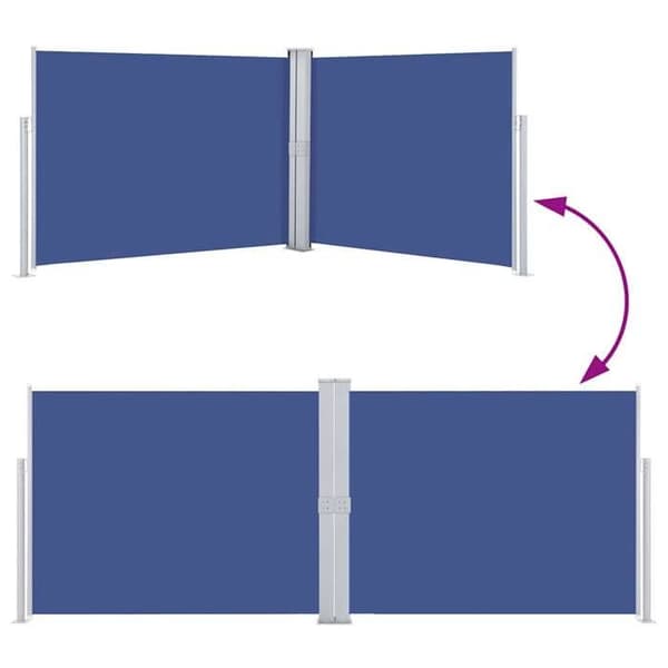 vidaXL Infällbar sidomarkis Blå 140 x 1000 cm