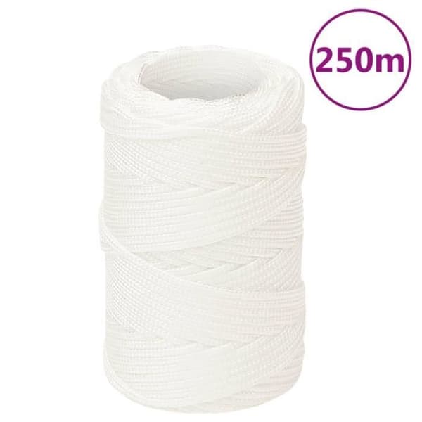 152532 vidaXL Båtrep Komplett Vit 2 mm 250 m Polypropen