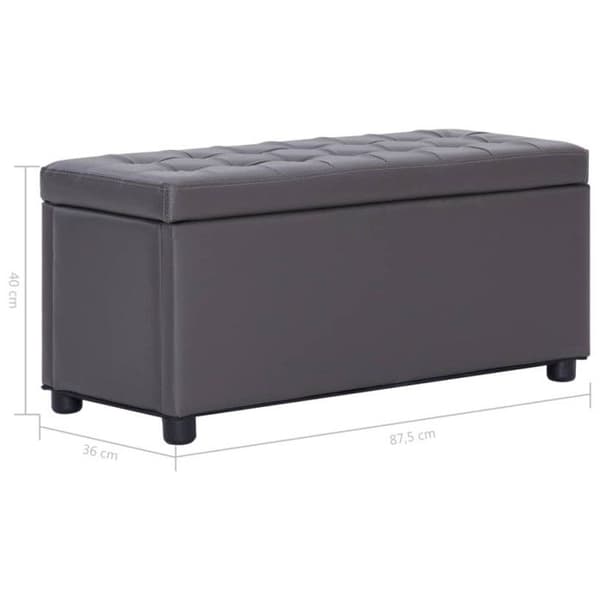 vidaXL Förvaring Ottoman 87,5 cm Grå konstläder