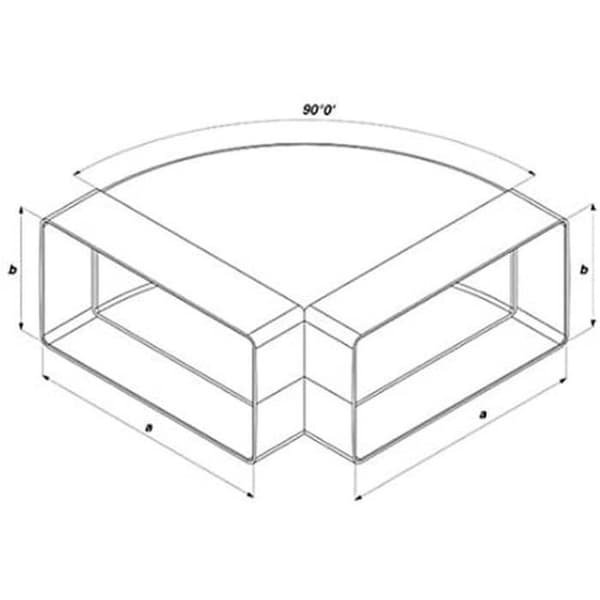 90° böj för rektangulär kabelkanal 75 x 150 mm - vit PVC