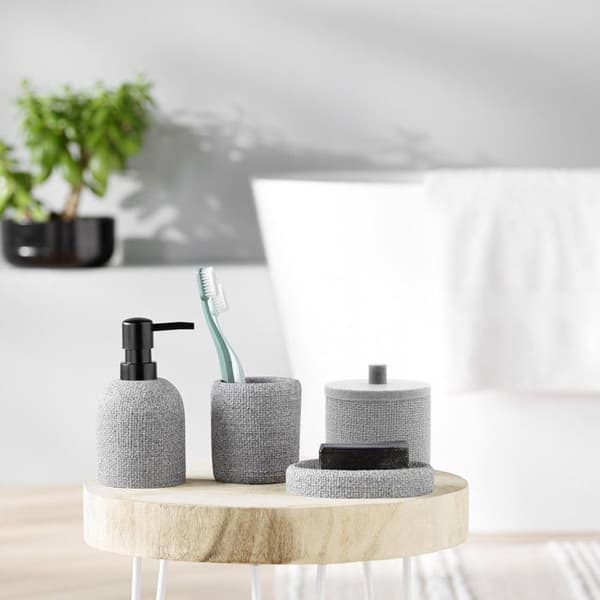 Tvålbehållare med vävdeffekt "Spa" 15cm Grå