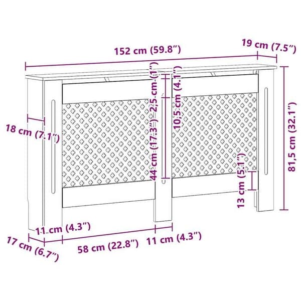 Kylarkåpa - VIDAXL - Vit - MDF - 152x19x81,5 cm