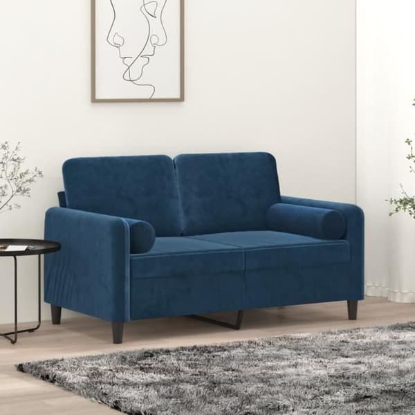 vidaXL Prydnadskuddar 2 st Blå Ø15x50 cm Sammet 349518