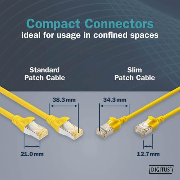 Câble LAN Cat 6A - DIGITUS - 1,5m - Slim - 10 Gbit/s - Gul