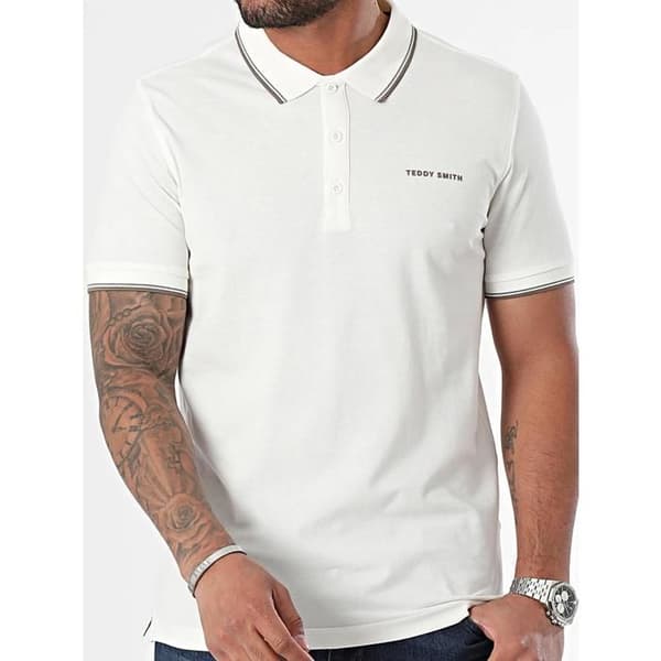 Kortärmad polo - Teddy Smith - Pasian 2 mc - Vit - 100% bomull - Regular fit
