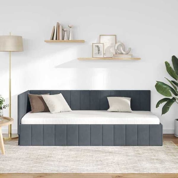 vidaXL Hörnsängram Mörkgrå 80 cm x 200 cm Sammet 42016288