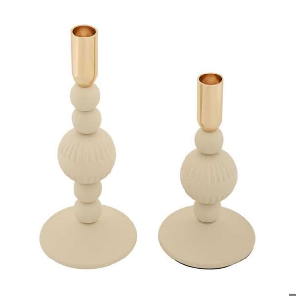 Metal ljusstake Aster (2-pack) kräm och guld