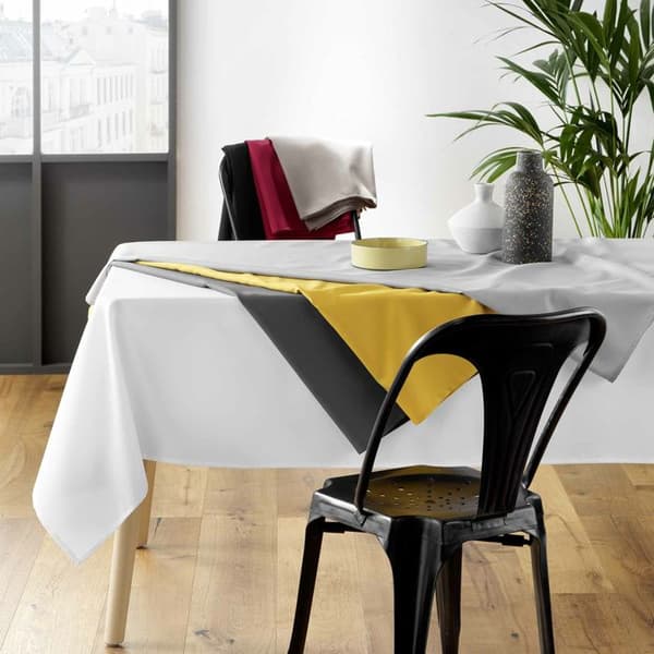 Rektangulär duk 140 x 200 cm – Polyester uni Essentiel – Blush – Avslutning med fåll