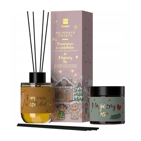 Doftlåda för jul HISKIN [Ljus 100 ml + Diffusor 80 ml] Ros