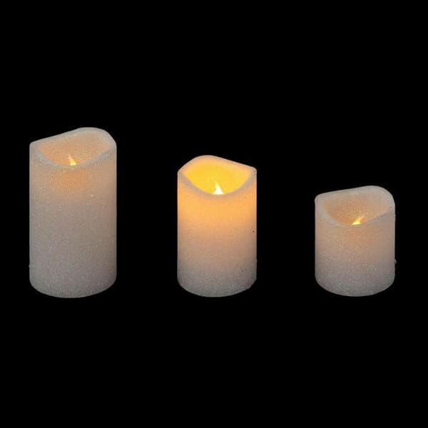 Set med 3 LED-ljus "Glitter" 10cm Vit