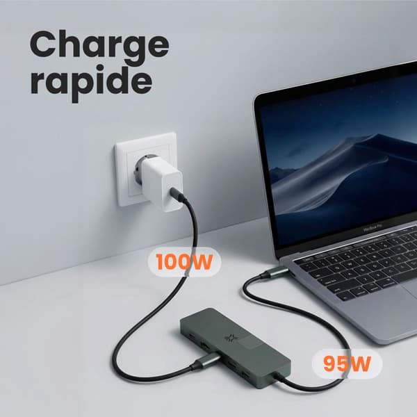 USB-C-hubb - MAX PLUS - MacBook M1 - 3 USB-C-portar - 100 W - Gigabit Ethernet