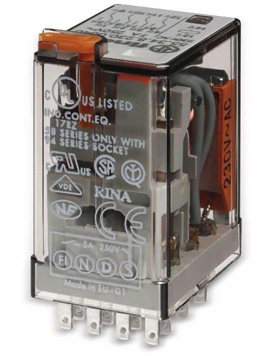 Förgreningsbox - Finder - 4RT - 7 A - 24 Vac - Testknapp/Mekanisk indikator