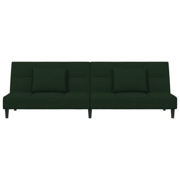 vidaXL 2-sits bäddsoffa med två kuddar Mörkgrön sammet 375809