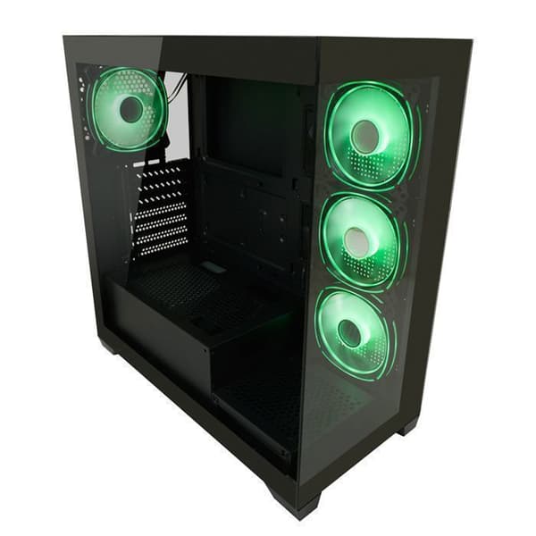 ATX Gaming PC Chassi LC-Power 715B – Härdat Glas, 4 ARGB Fläktar, Lätt Installation