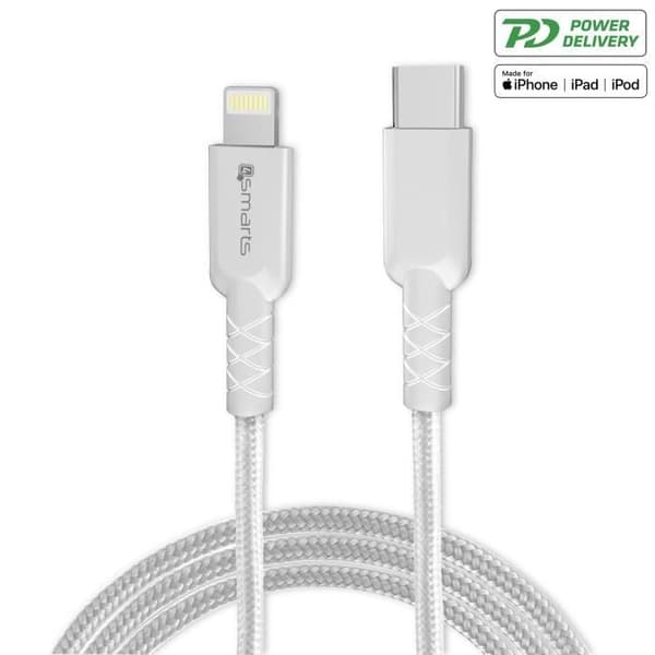 Laddare - 4SMARTS - VoltPlug - 20W - Lightning-kabel 1.5m - Snabbladdning USB Typ C