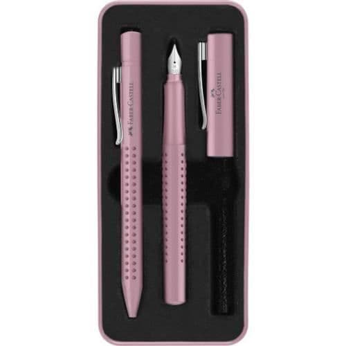 Faber-Castell Grip Harmony set – 2 delar (kulspets + bläckpenna) rosa, blått bläck