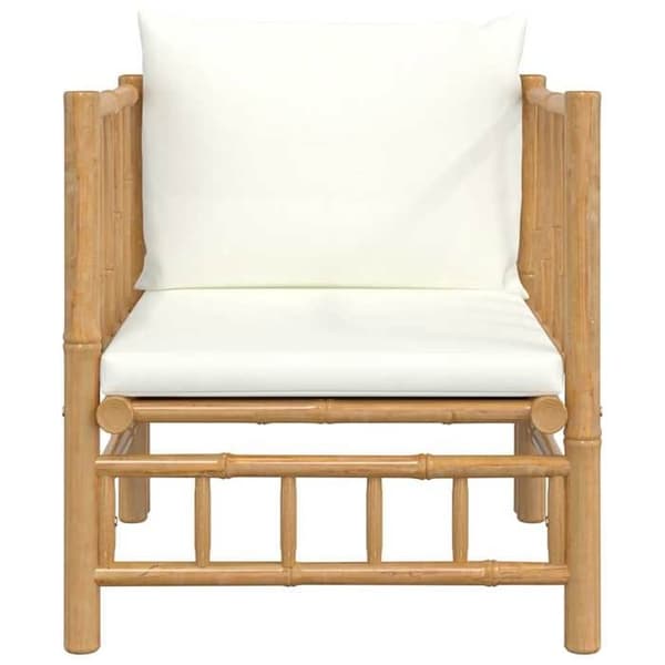 vidaXL Trädgårdssoffa med kuddar Creme White Bamboo 362303