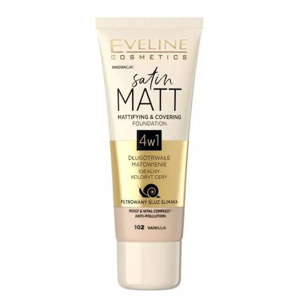 Foundation - EVELINE - n°102 Vanilj - Matifierande - Täckande - 30 ml