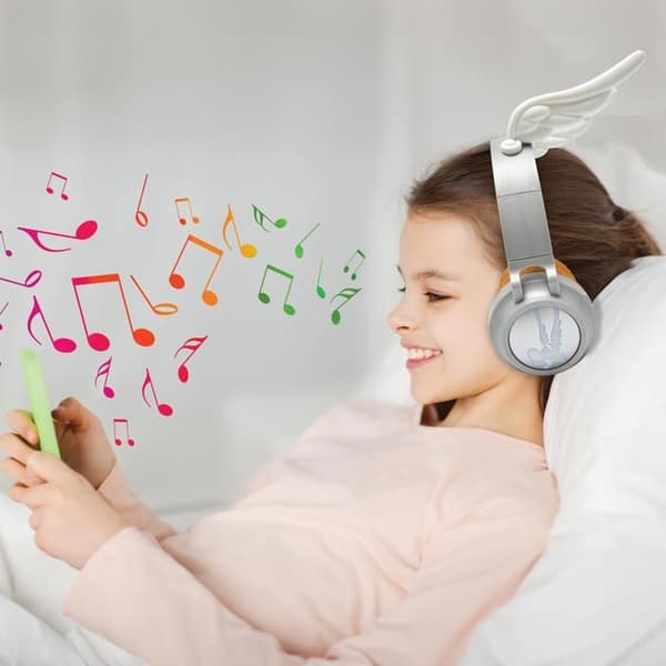 Fällbar ljudhörlur med belysning Bluetooth 5.3 - 3D Astérix-design, mikrofon, jack/SD, begränsad volym 85 dB
