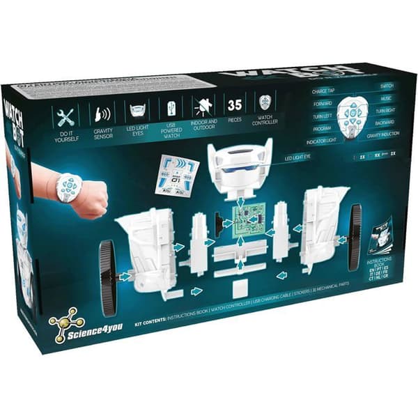 Utbildningsrobot - SCIENCE4YOU - Watchbot - Byggsats - Klockkontroller - 35 Delar