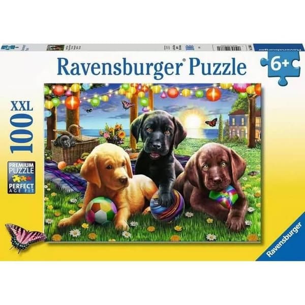 Pussel Ravensburger Hundarnas picknick 100p - RAVENSBURGER - Djur - Barn - 6 år