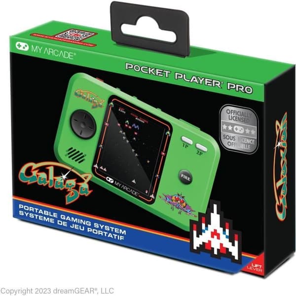 Pocket Player PRO retro spelkonsol - Galaga - Atari - 7 cm högupplöst skärm