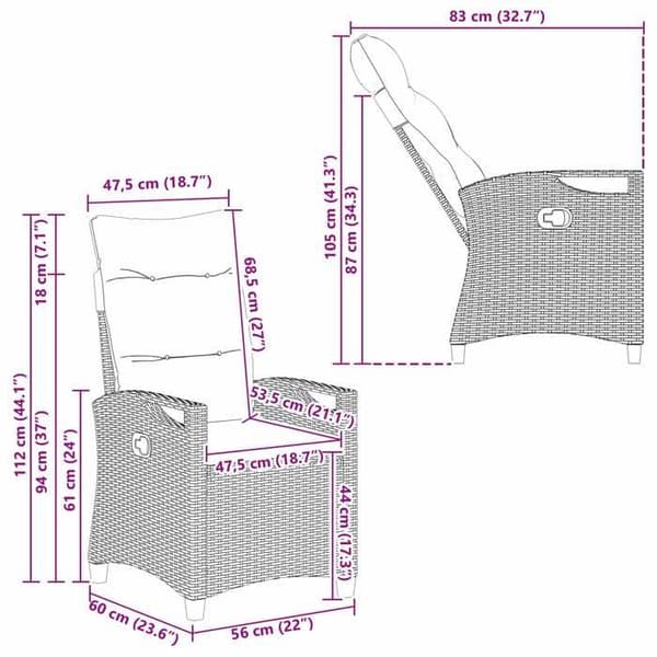 vidaXL Trädgårdsstol 56 x 64 x 94 cm stål 42026836