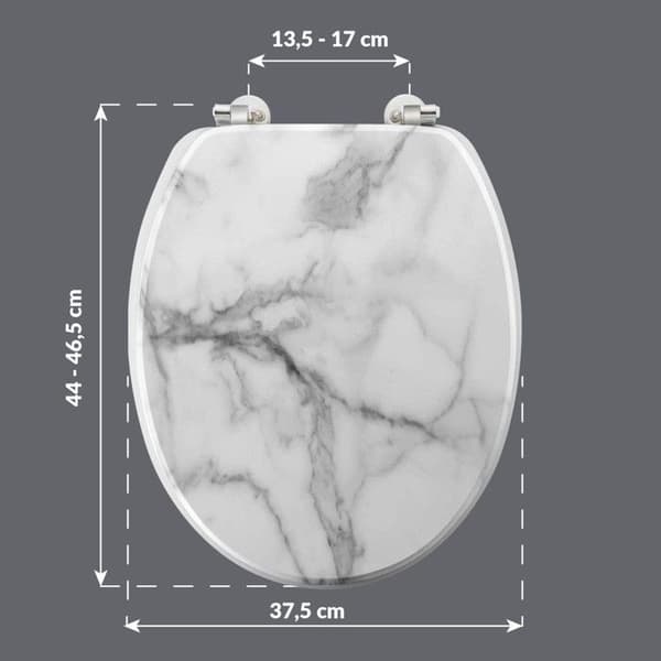 Toalettlock Tryckt "Marmor Effekt" 46cm Vit