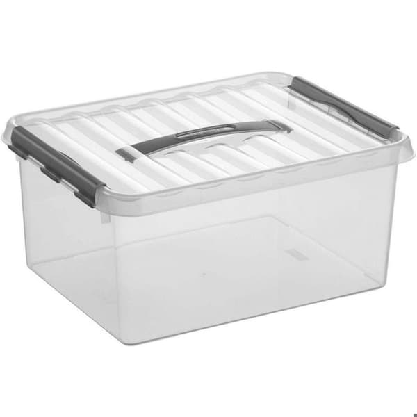 Plastlåda - SUNWARE - QLINE Box 15L - 15 liter - Transparent - Grått lock