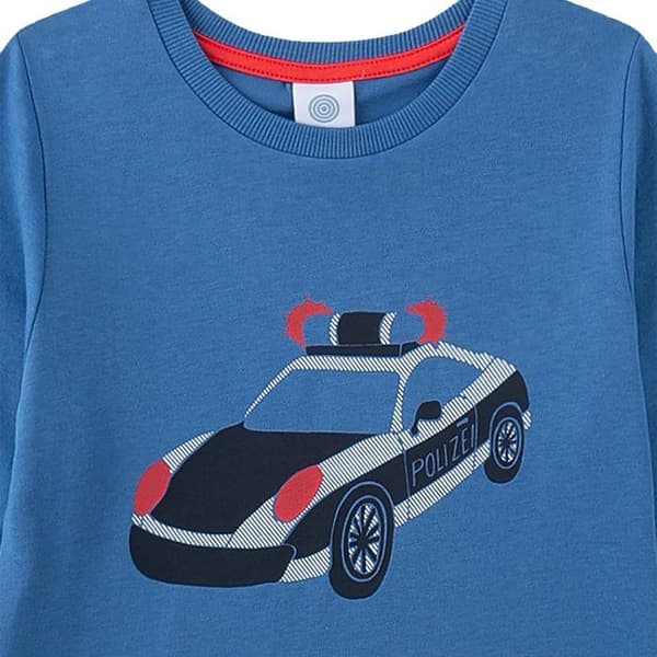 Pyjamas - SANETTA - Lång pyjamas polis - Blå - Ren bomull - Långa ärmar