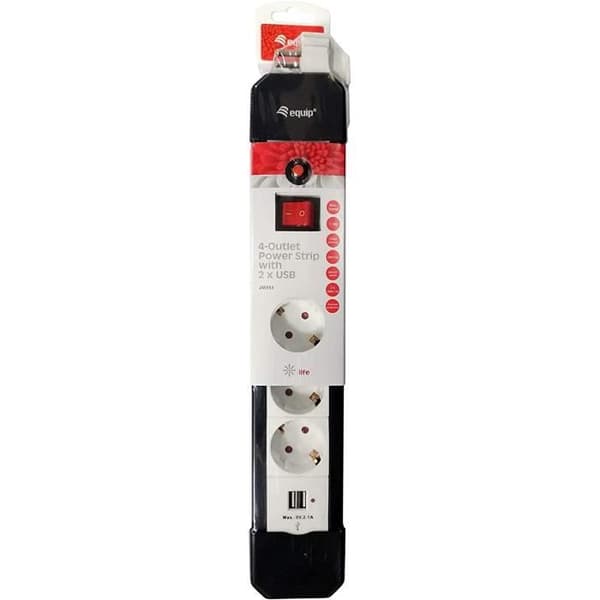 Eldosa - UTRUSTNING - 4 1,5 m uttag + 2 USB-portar - Barnskydd