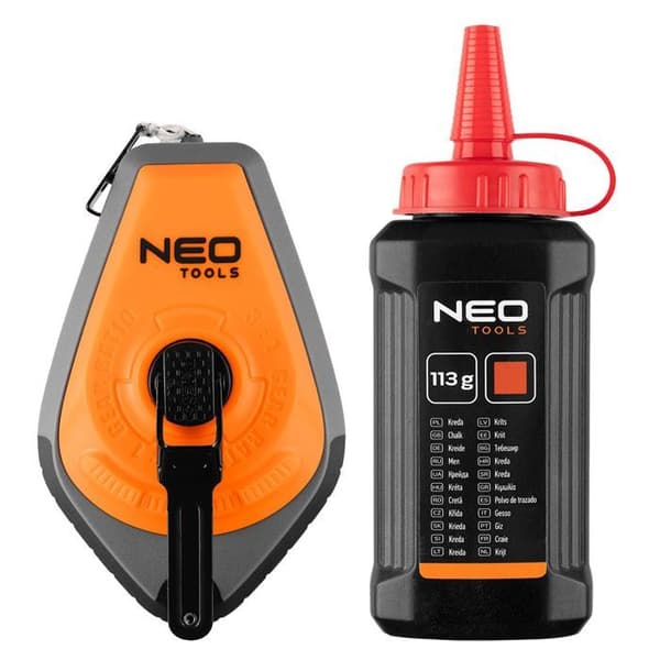 Byggsnöre - NEO - Plastlåda ABS + TPR - 30 m - Snabb återspolningssystem x3