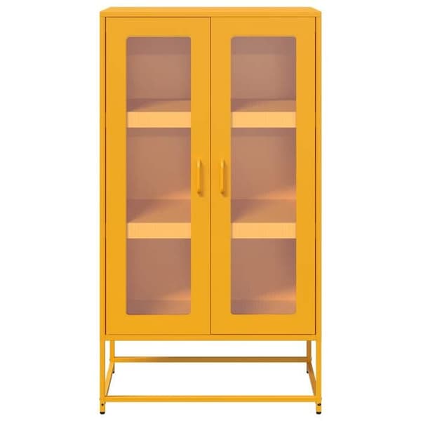 vidaXL Buffé hög senapsgul 68x39x123 cm stål 853359
