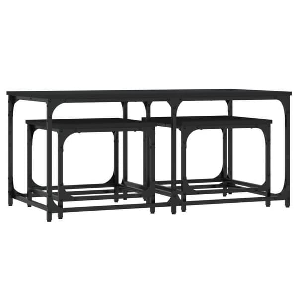 vidaXL Häckande soffbord 3 st Black Engineered Wood 835389