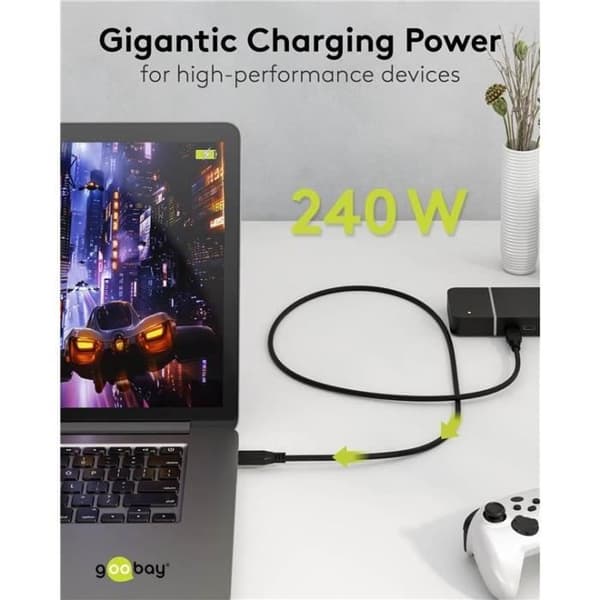 USB-C™-kabel, USB4™, 240 W, 20 Gbit/s, 1 m