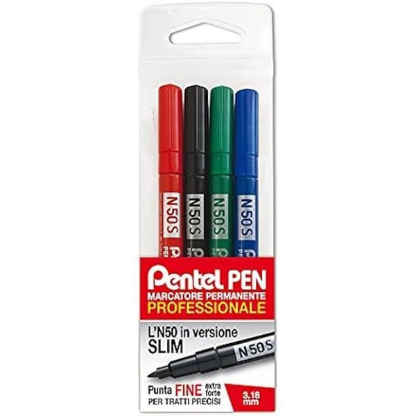 Permanent märkpenna - PENTEL - N50S - Fin spets - 4 färger - Oföränderlig