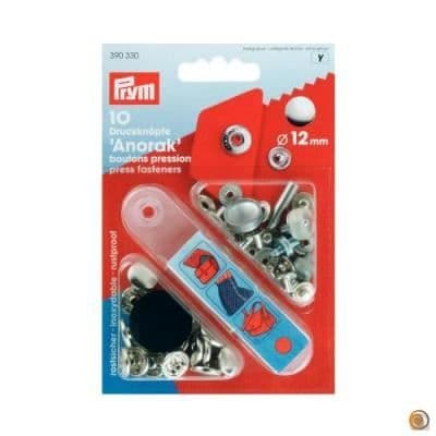 Tryckknappar Anorak - PRYM - Silver - 12mm - Paket med 10
