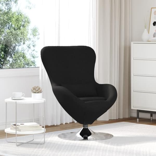 Stol - Äggstol Svart Tyg - Ergonomisk - Svängbar - Modernt Design